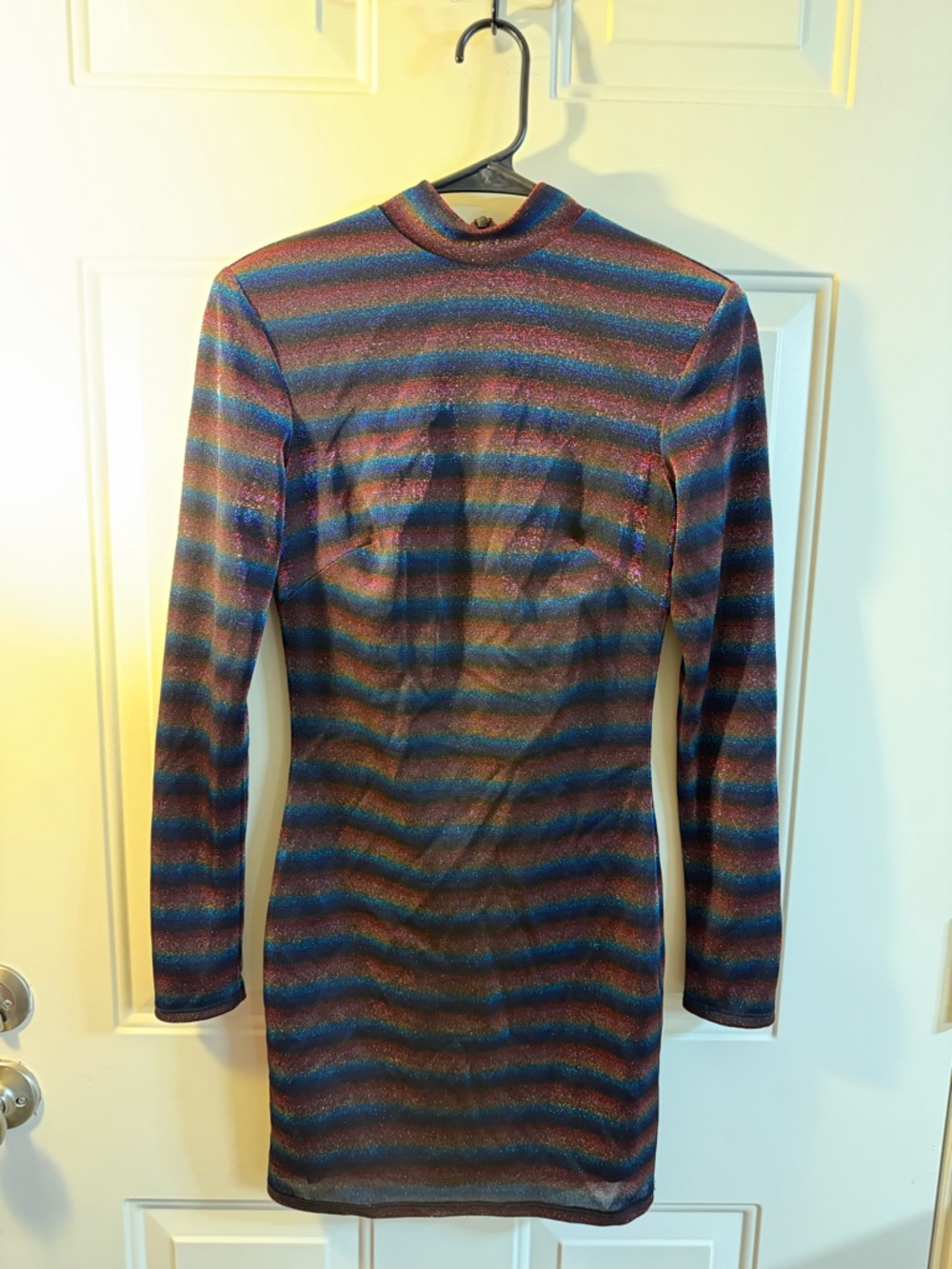 Cosmopolitan Glitter Rainbow Bodycon Mini Dress Size Small